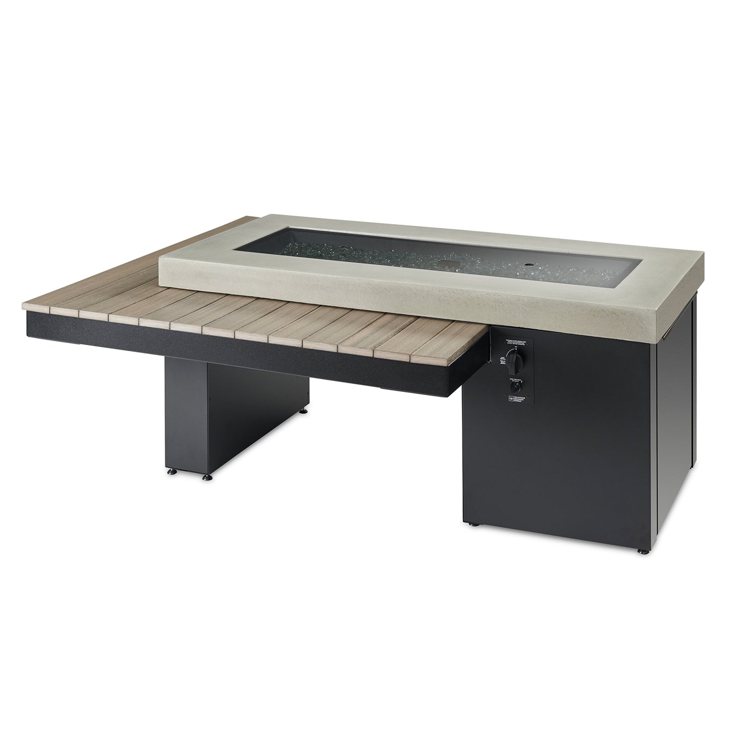 Uptown Coastal Grey Linear Gas Fire Pit Table w/ Glass Guard UPT-1242-CGR/GG-1242