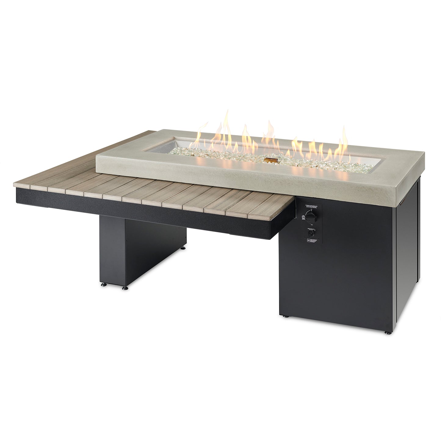 Uptown Coastal Grey Linear Gas Fire Pit Table w/ Glass Guard UPT-1242-CGR/GG-1242