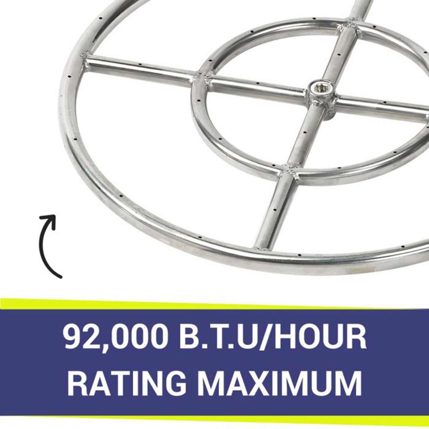 18" Double Ring Stainless Steel Burner with 1/2" Inlet for Natural Gas