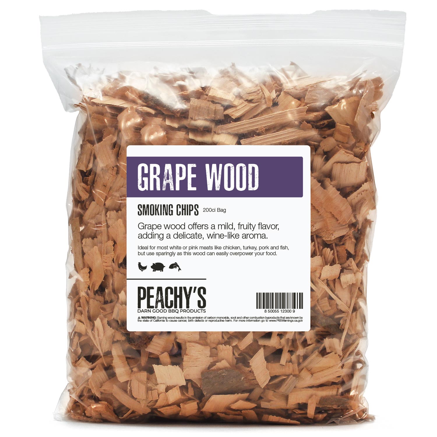 GRAPE Chips | 200ci Bag of Premium Smoking Woods by PEACHY'S