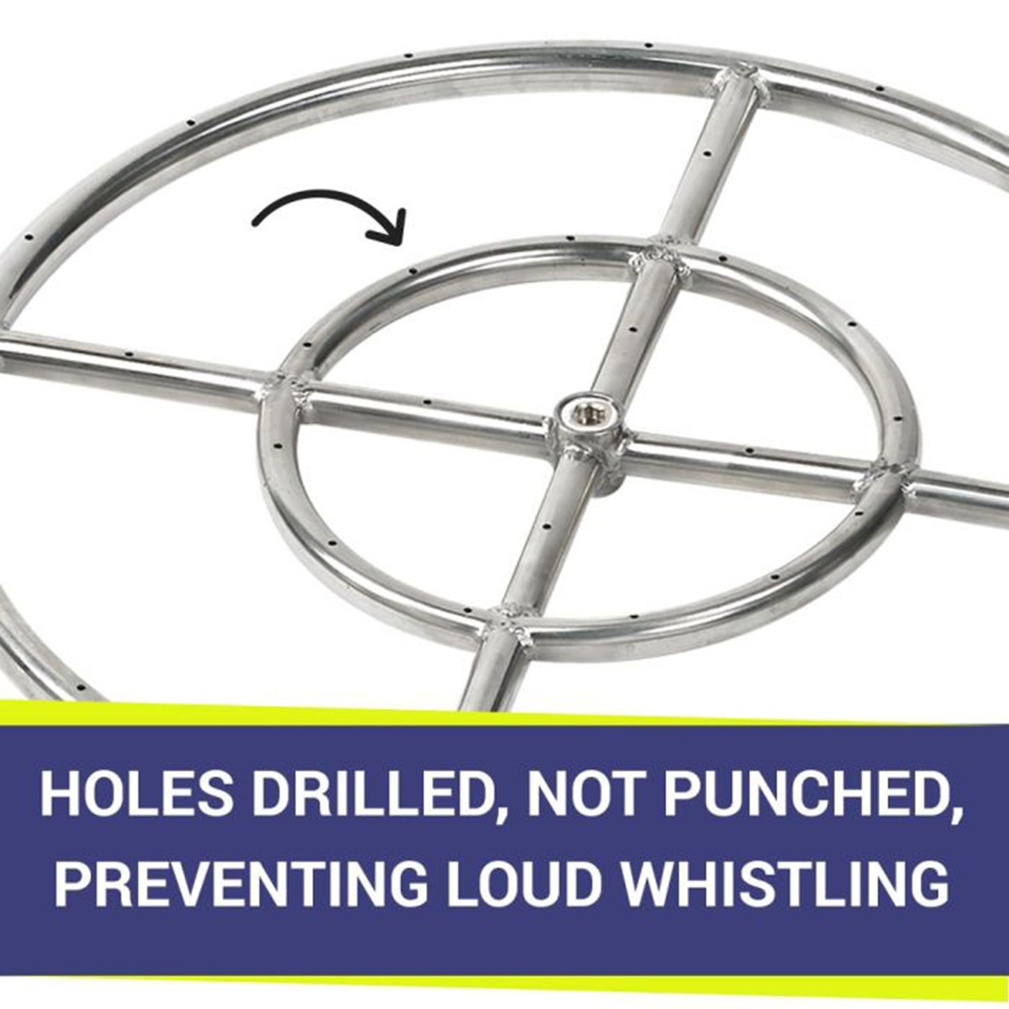 18" Double Ring Stainless Steel Burner with 1/2" Inlet for Natural Gas