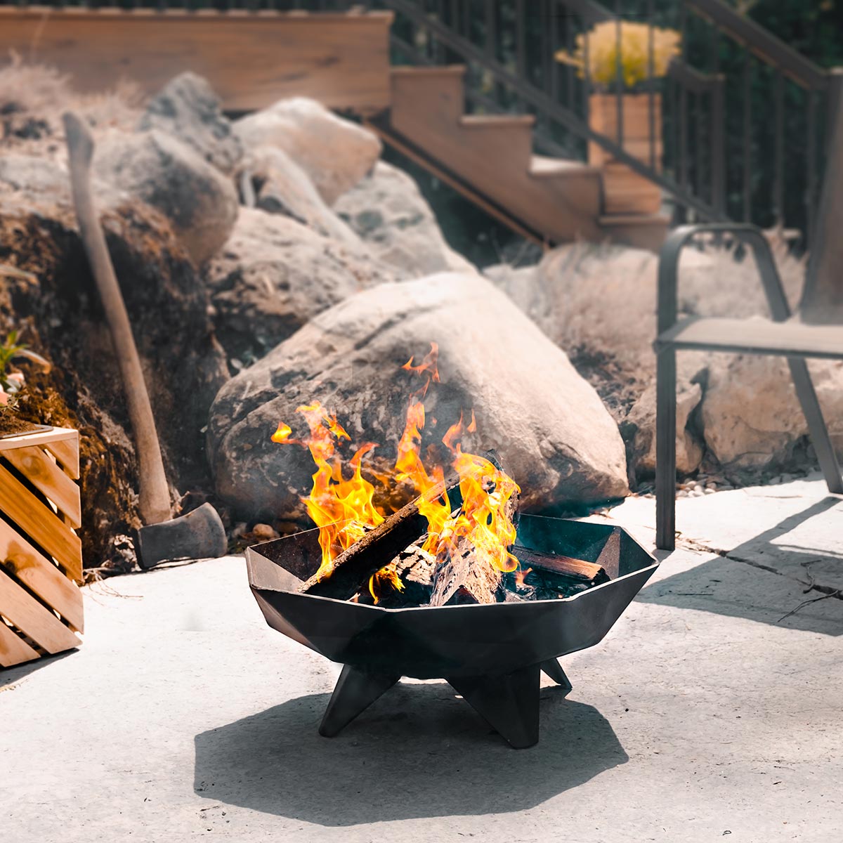 Iron Embers 3' Polygon Fire Pit Package with Spark Screen (No Door)