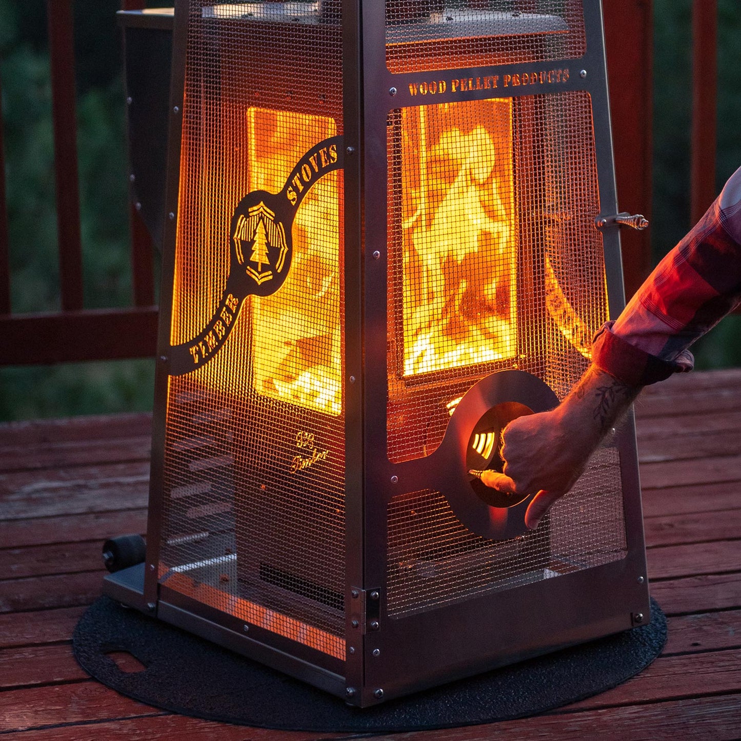 Timber Stoves Revere Large Patio Heater (Stainless) with Elite Safety Cage