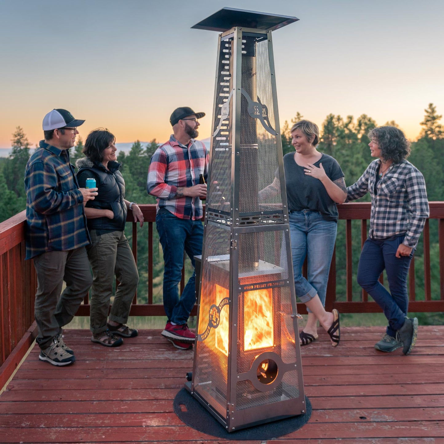 Timber Stoves Revere Large Patio Heater (Stainless) with Elite Safety Cage
