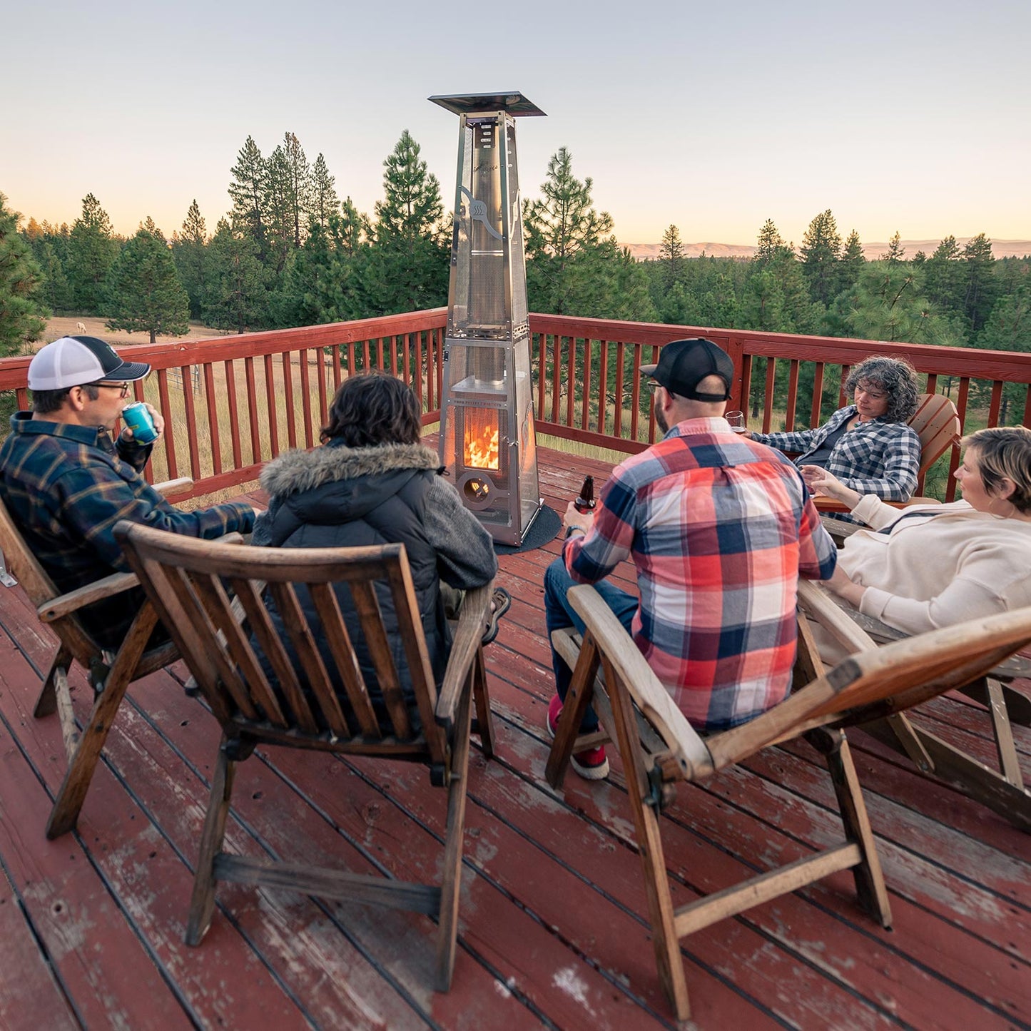 Timber Stoves Revere Large Patio Heater (Stainless) with Elite Safety Cage