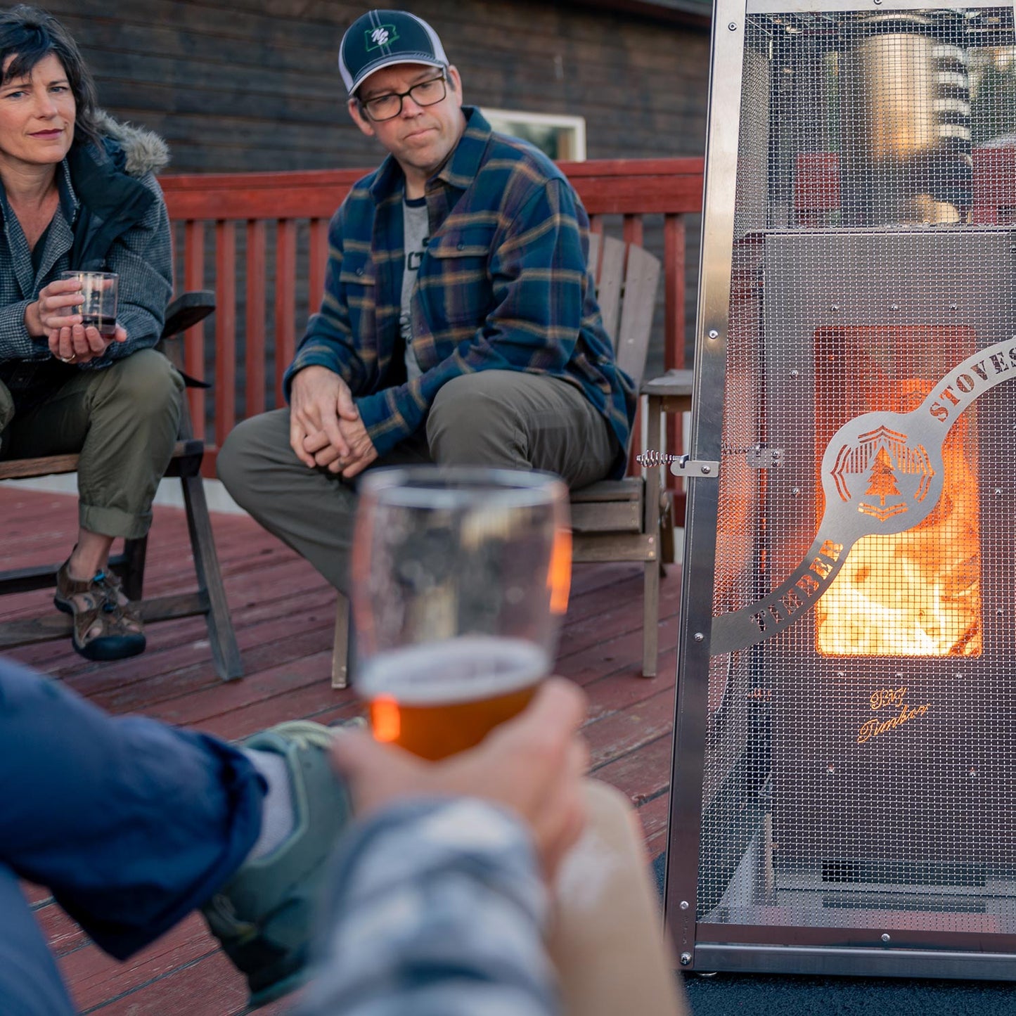Timber Stoves Revere Large Patio Heater (Stainless) with Elite Safety Cage