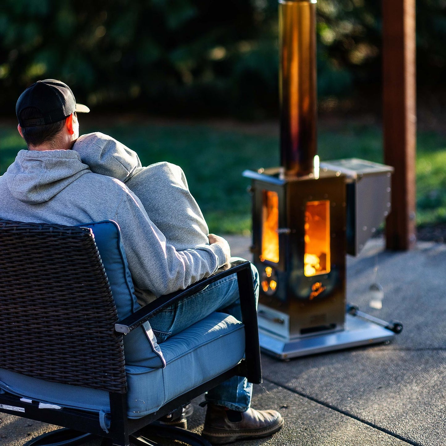 Timber Stoves Big Timber Patio Heater (Stainless) with Elite Safety Cage