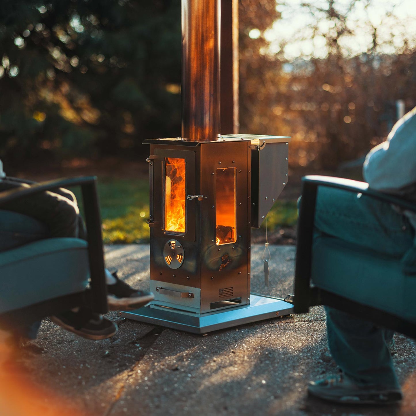 Timber Stoves Big Timber Patio Heater (Stainless) with Elite Safety Cage