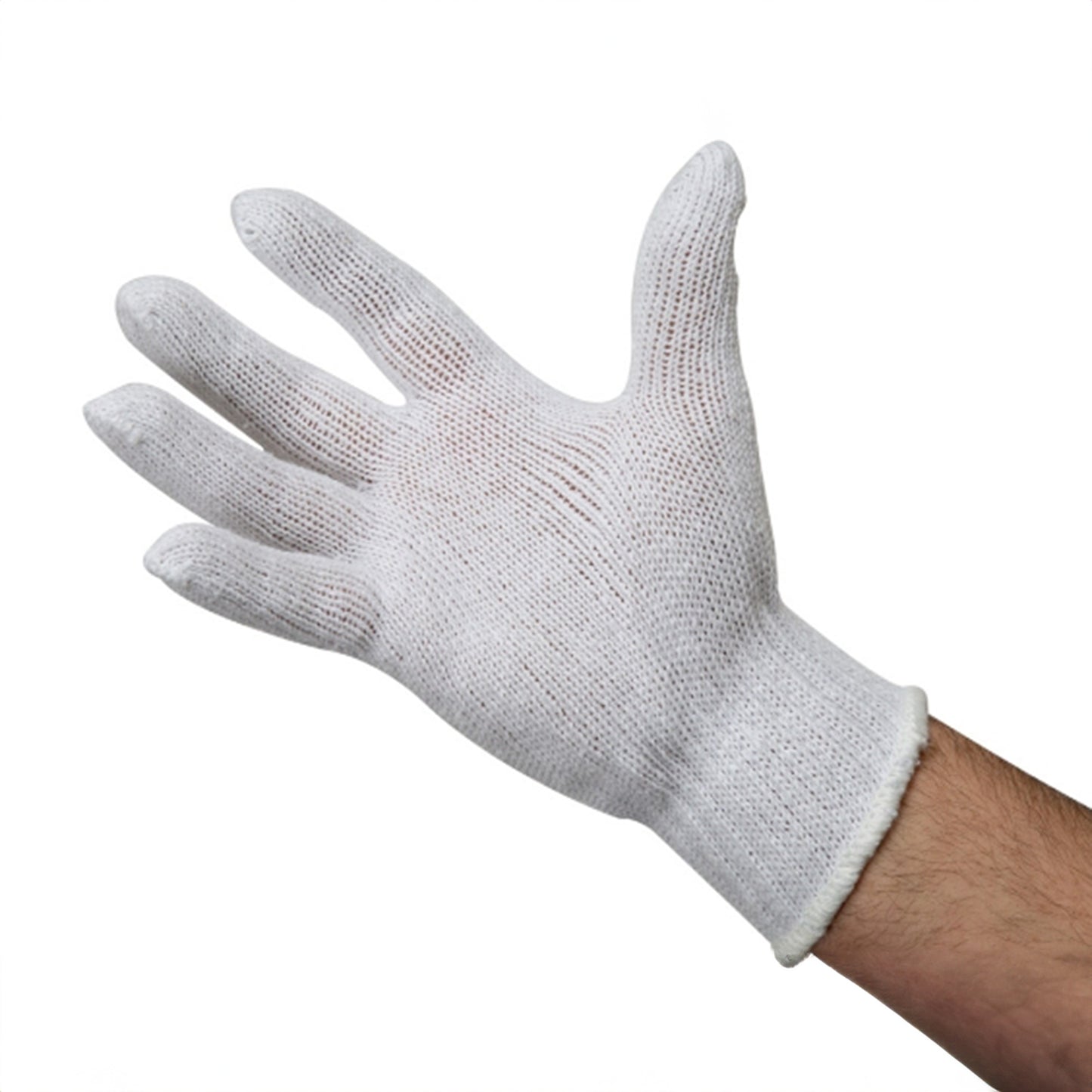 String Knit Gloves, Natural Color, Large, 12 Pair/Bag