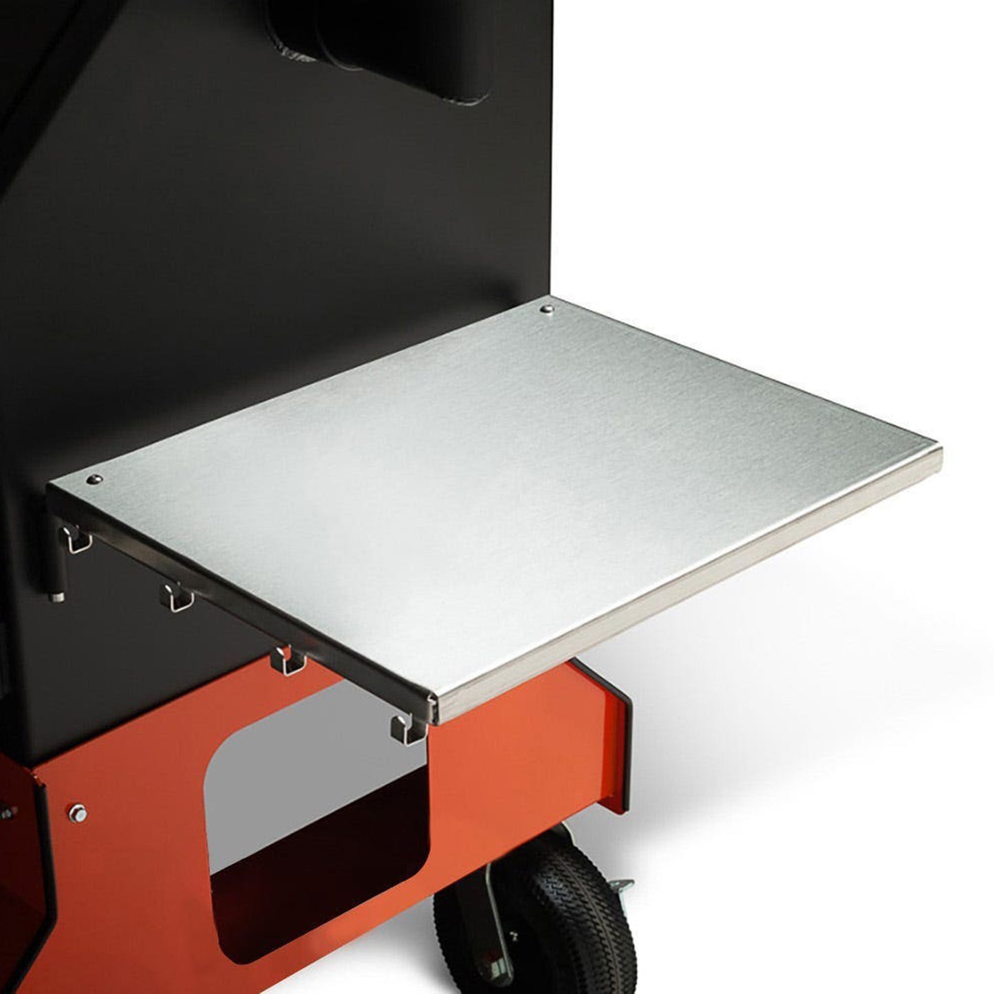 Yoder Smokers YS640s Pellet Grill on Competition Cart (Orange) + T-Stat Door Kit & Stainless Side Shelves