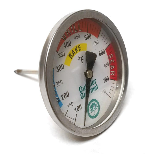 Outdoor Gourmet Grill & Smoker Thermometer 3" Dial 3" probe 100-750° F
