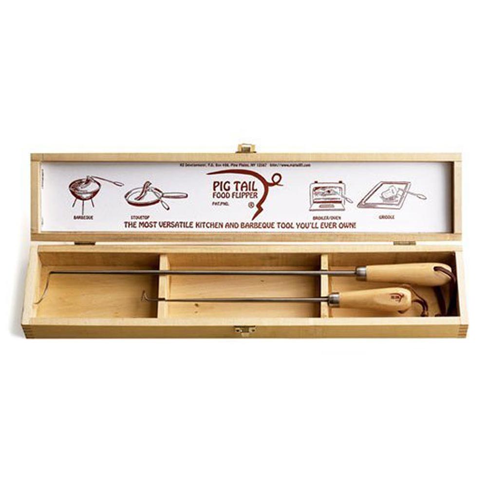 Pig Tail Food Flipper Set - 12" & 19" Stainless Steel Grilling Tools