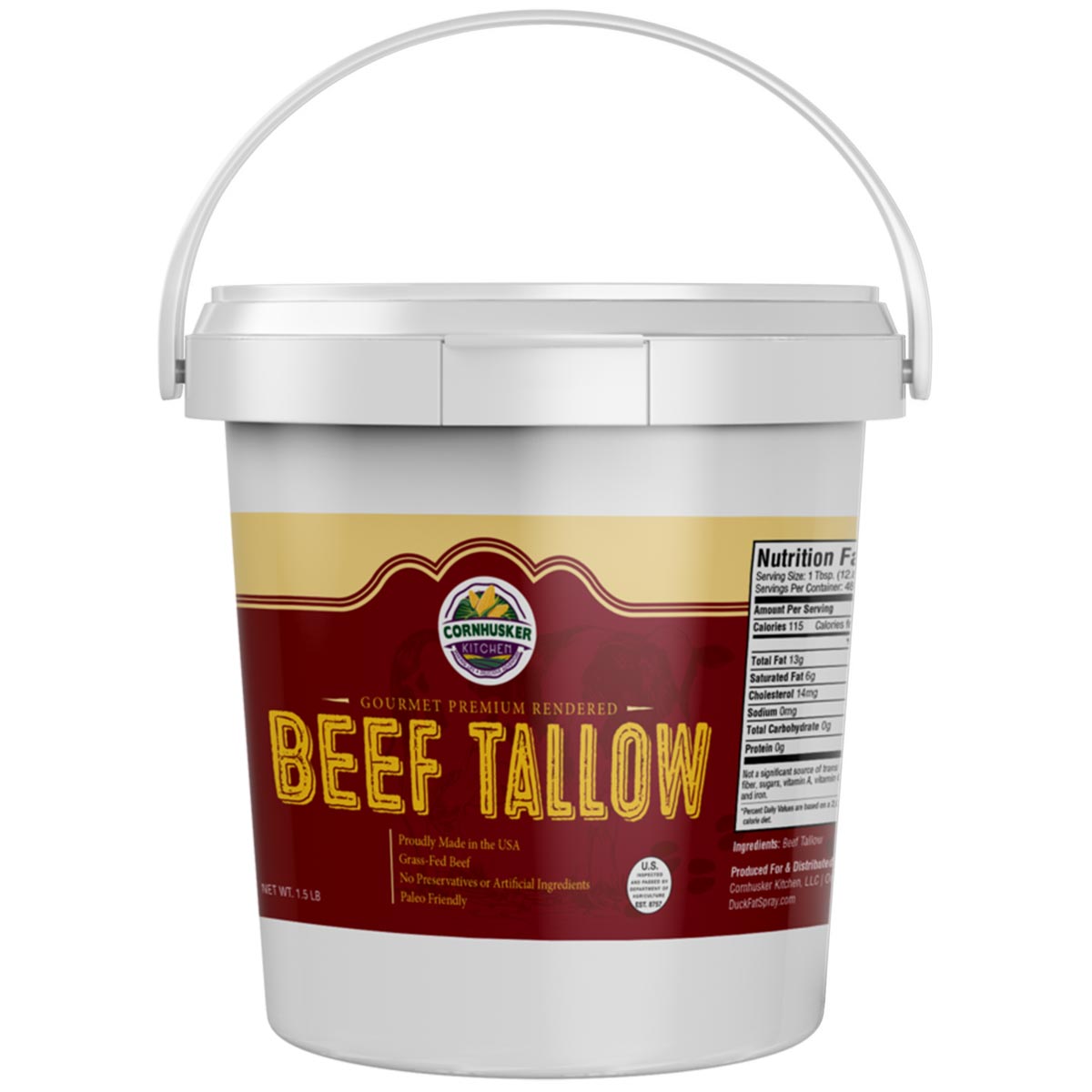 Premium Rendered BEEF TALLOW (1.5lb tub)