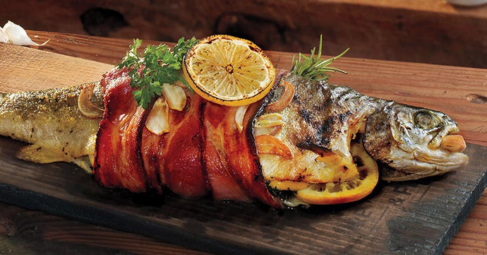 BACON WRAPPED CEDAR PLANKED TROUT