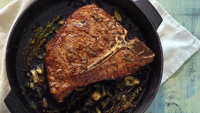 CAST IRON SEARED T-BONE STEAK