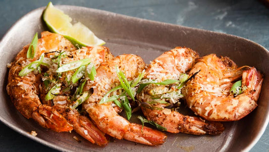CEDAR PLANKED JERK COCONUT SHRIMP