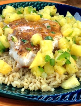 GROUPER WITH PINEAPPLE SALSA