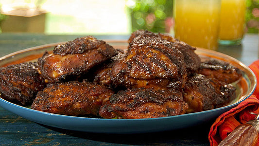Smoked Chicken Thighs with Sorghum-Chile Glaze