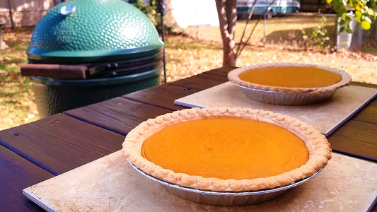 pumpkin pie baked big green egg