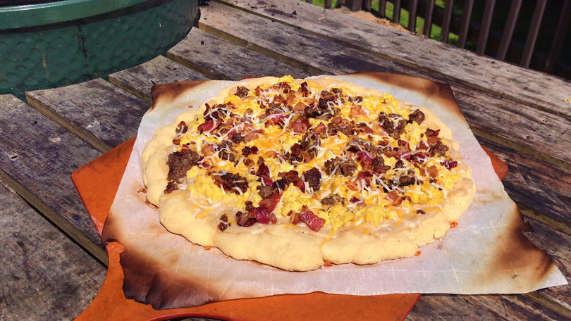 Scratch Breakfast Pizza on the Big Green Egg
