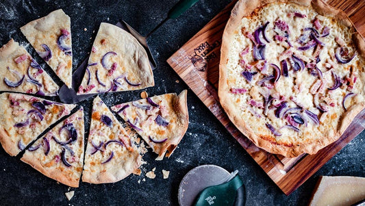 Flammkuchen (German Pizza) on the Big Green Egg