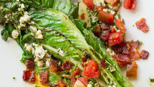 GRILLED ROMAINE WEDGE SALADS with BLUE CHEESE VINAIGRETTE