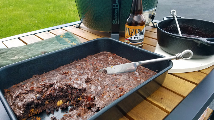 Peanut Butter Bacon Beer Brownies on the Big Green Egg