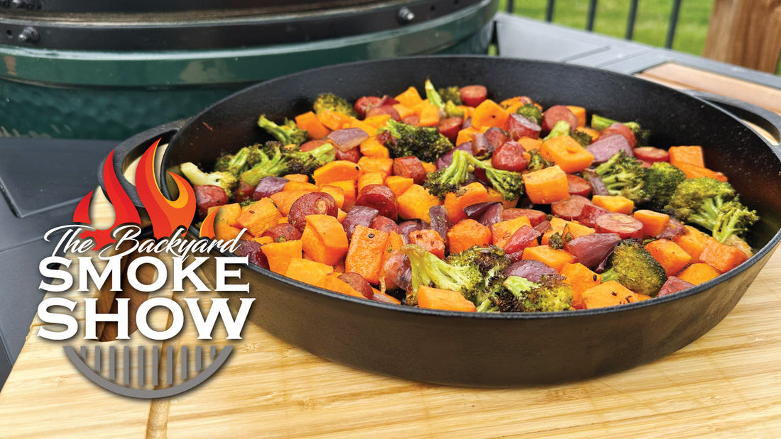 Chicken Apple Sausage Bake on the Big Green Egg | Backyard Smoke Show