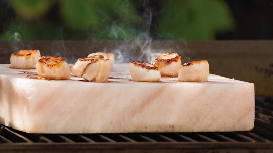SEARED SCALLOPS ON A HIMALAYAN SALT BLOCK