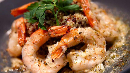 GRILLED SHRIMP OVER QUINOA
