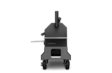 Load image into Gallery viewer, Yoder Smokers YS640s Pellet Grill on Competition Cart w/ Storage Drawer (Black) + T-Stat Door Kit &amp; Stainless Side Shelves
