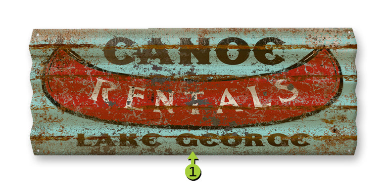 Meissenburg 17" x 44" Canoe Rentals - Table Rock Lake Corrugated Metal Sign