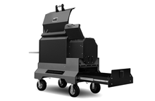 Load image into Gallery viewer, Yoder Smokers YS640s Pellet Grill on Competition Cart w/ Storage Drawer (Black) + T-Stat Door Kit &amp; Stainless Side Shelves
