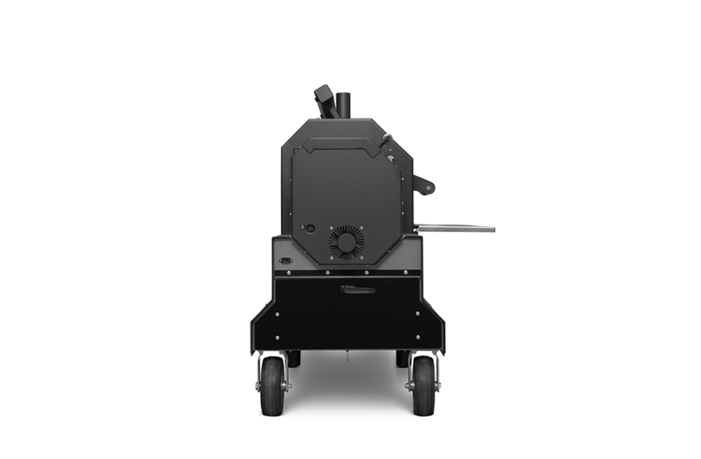 Yoder Smokers YS640s Pellet Grill on Competition Cart w/ Storage Drawer (Black) + T-Stat Door Kit & Stainless Side Shelves