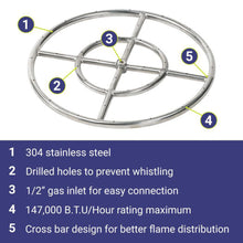 Load image into Gallery viewer, 18&quot; Double Ring Stainless Steel Burner with 1/2&quot; Inlet for Natural Gas
