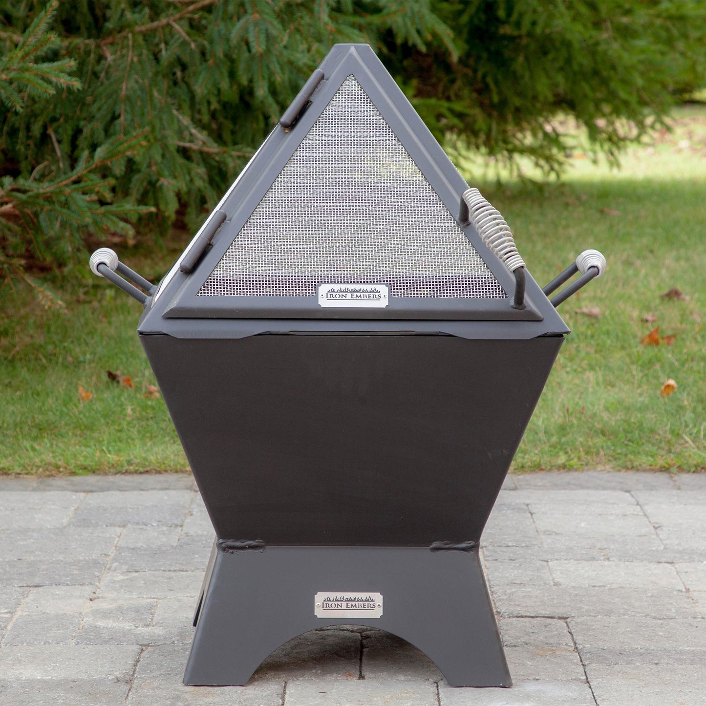 Iron Embers 24" Modern Cube Fire Pit Package with Spark Screen (Single Door)