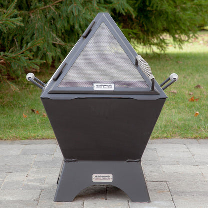 Iron Embers 24" Modern Cube Fire Pit Package with Spark Screen (Single Door)