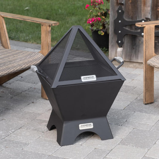 Iron Embers 24" Modern Cube Fire Pit Package with Spark Screen (No Door)