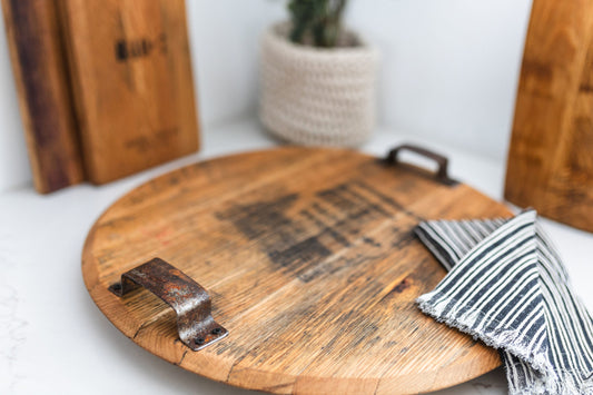 Whiskey Barrel Head Lazy Susan