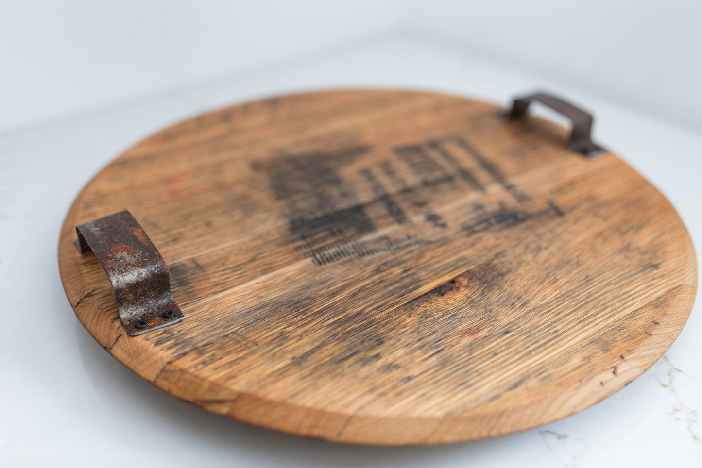 Whiskey Barrel Head Lazy Susan