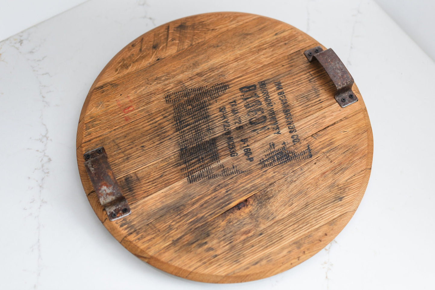 Whiskey Barrel Head Lazy Susan