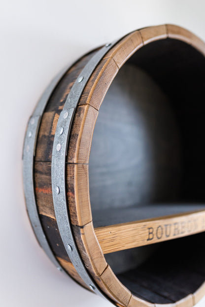 Whiskey Barrel Shelf Wall Art Display (Bourbon Bar)
