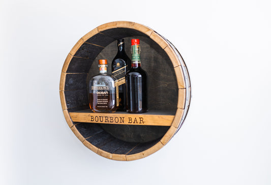Whiskey Barrel Shelf Wall Art Display (Bourbon Bar)