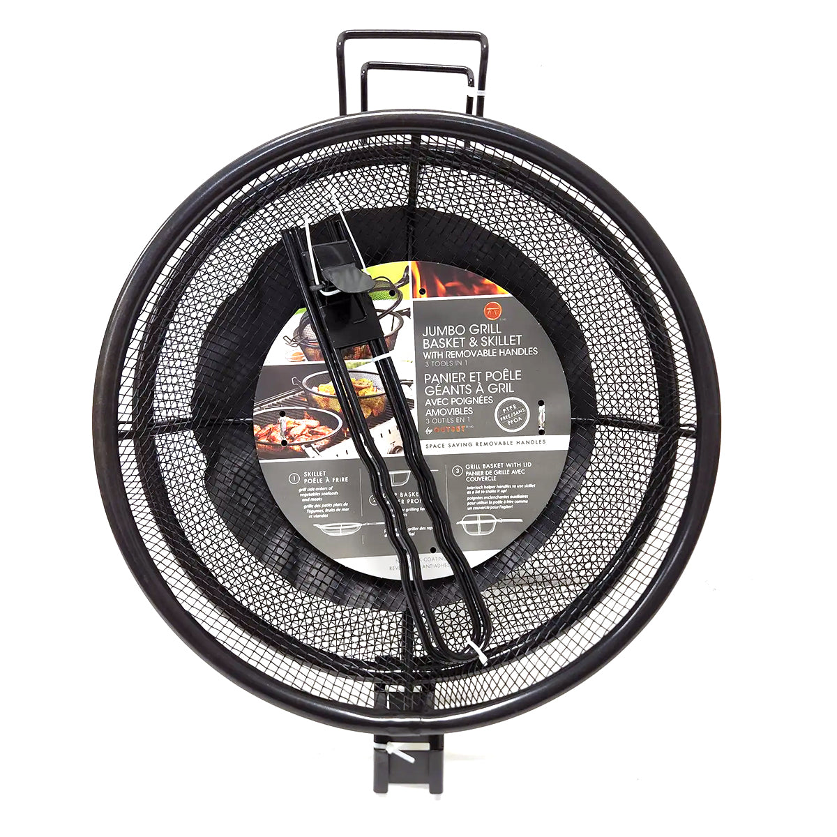Outset 76182 Chef's Jumbo Outdoor Grill Basket with Removable Handles