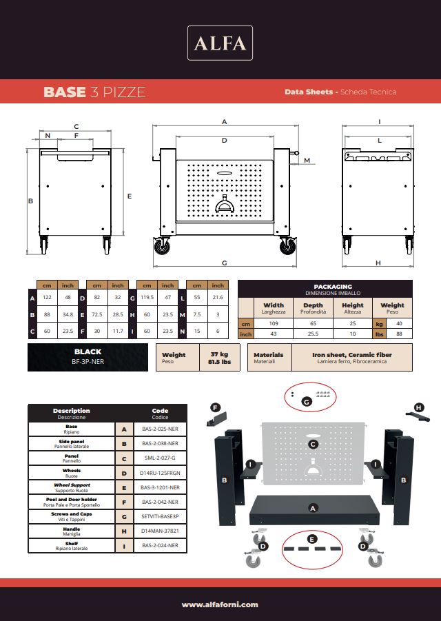 Alfa Base for Moderno 3 Pizze Oven (Base Only)
