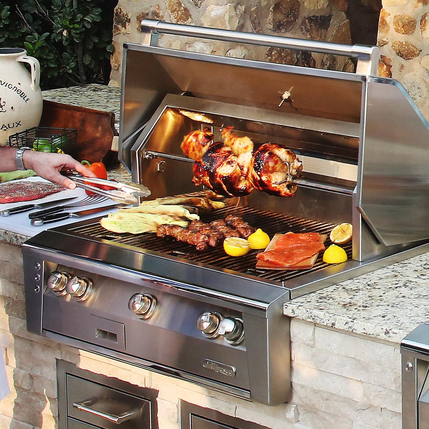 Alfresco ALXE 42-Inch Built-In Propane Gas Grill With Sear Zone And Rotisserie - ALXE-42SZ-LP