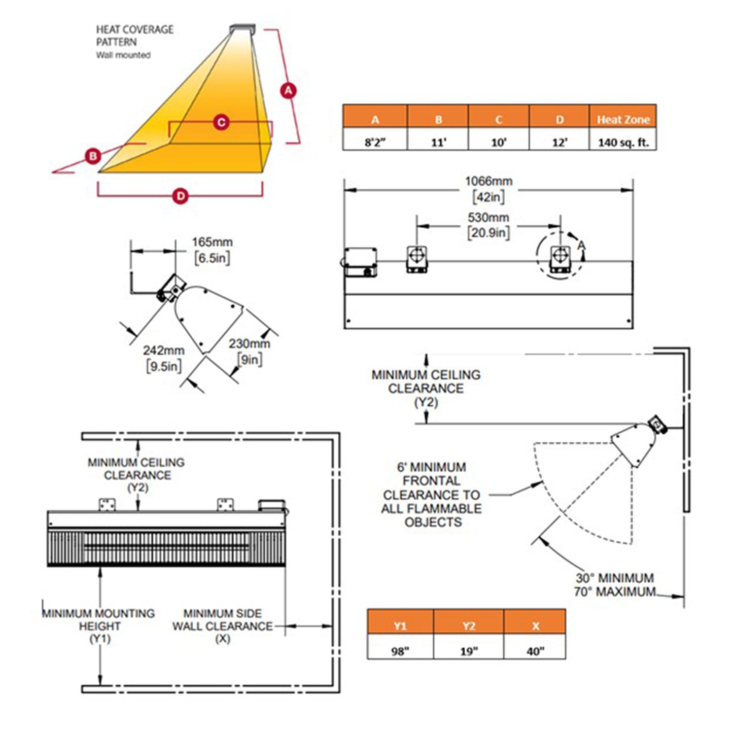 Aura CF40240B Carbon Fiber Infrared Heater w/ 2 Level Remote