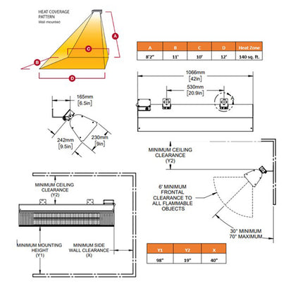 Aura CF40240B Carbon Fiber Infrared Heater w/ 2 Level Remote