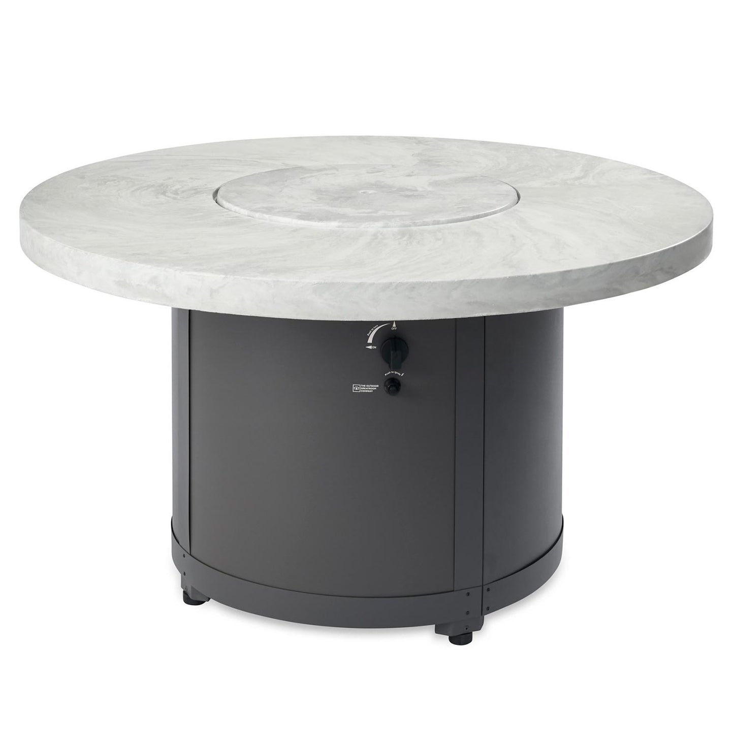 Beacon Round Gas Fire Pit Table (White Onyx) w/ Glass Guard BC-20-WO/GG-20-R