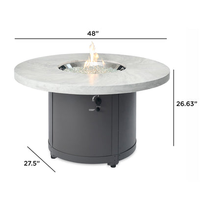 Beacon Round Gas Fire Pit Table (White Onyx) w/ Glass Guard BC-20-WO/GG-20-R